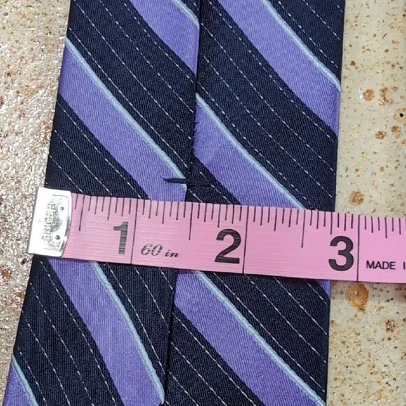 Nautica | 100% Silk Navy and Purple Striped Tie - Picture 5 of 6